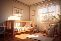 Toddler bed crib comfortable furniture. AI generated Image by rawpixel.