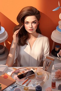 Adult woman food electronics. AI generated Image by rawpixel.