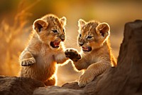 Lion cubs wildlife mammal animal. 