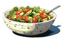 Eating salad bowl vegetable food freshness. 