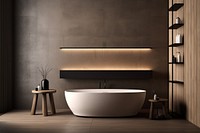 Bathroom bathtub architecture illuminated. AI generated Image by rawpixel.