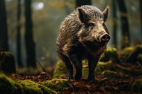 Boar wildlife animal mammal. AI generated Image by rawpixel.