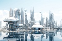 Futuristic city architecture landscape cityscape. 