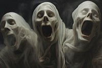 Screaming ghost faces representation spirituality celebration