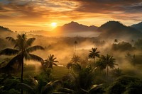 Jungle mountans nature landscape sunlight. AI generated Image by rawpixel.