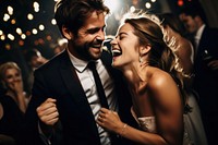 Wedding newlywed laughing adult. AI generated Image by rawpixel.