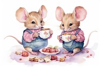 Mice drinking tea rat rodent mammal. AI generated Image by rawpixel.