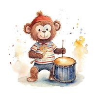 Monkey drum toy white background. AI generated Image by rawpixel.