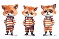 Fox striped cartoon mammal. 