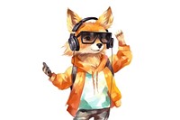 Fox wearing VR glasses cartoon representation sunglasses. 