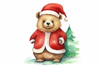 Sea lion wearing Santa Claus costume christmas cartoon cute. 