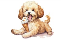 Dog licking icecream dessert animal mammal. AI generated Image by rawpixel.