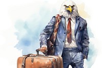 Eagle carrying suit case luggage animal adult. 