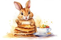 Rabbit eating pancake rodent animal mammal. AI generated Image by rawpixel.