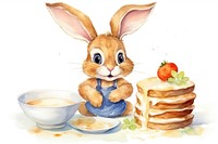 Rabbit eating pancake mammal animal plate. AI generated Image by rawpixel.