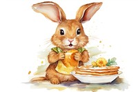 Rabbit eating pancake rodent mammal animal. AI generated Image by rawpixel.