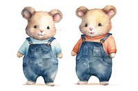 Wombats wearing jeans overalls rat cartoon rodent. AI generated Image by rawpixel.