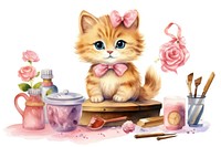 Cat beauty salon character mammal kitten animal. 