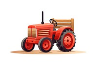 Tractor vehicle red white background. 