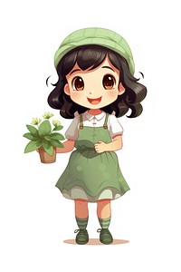 Farmer holding cartoon green. 