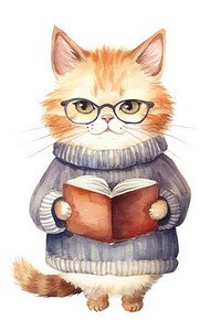 Cat wearing glasses cartoon mammal animal. 