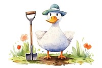 Goose gardener cartoon animal white. 