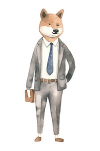 Dog business man cartoon white background accessories. AI generated Image by rawpixel.