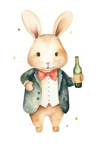 Rabbit animal champagne cartoon. AI generated Image by rawpixel.