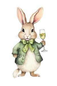 Rabbit animal champagne holding. AI generated Image by rawpixel.