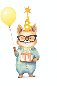 Fox birthday glasses balloon. AI generated Image by rawpixel.