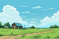 Farmyard architecture landscape grassland. AI generated Image by rawpixel.