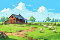 Farmyard architecture landscape grassland. AI generated Image by rawpixel.