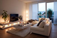 Modern living room architecture television furniture. 