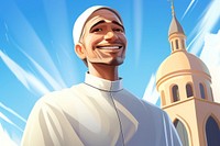 Islam smile priest adult. AI generated Image by rawpixel.