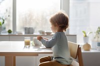 Windowsill sitting table home. AI generated Image by rawpixel.