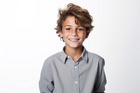 A young european boy smile portrait shirt. 