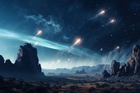 Comets landscape astronomy panoramic. AI generated Image by rawpixel.