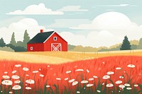 Red barn flower countryside outdoors. 