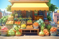 Fruit shop market pineapple cartoon. AI generated Image by rawpixel.