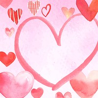 Pink doodle heart background design with copy space