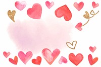 Watercolor heart border background design with copy space