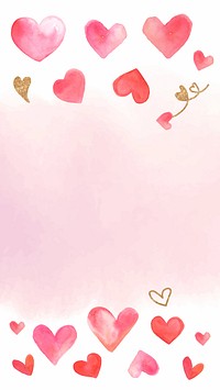 Watercolor heart border iPhone wallpaper