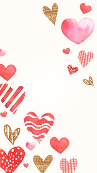 Cute watercolor hearts iPhone wallpaper