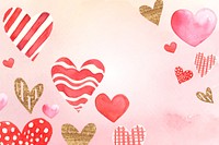 Cute watercolor hearts background design with copy space