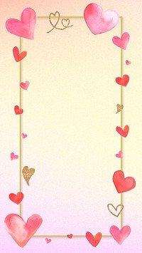 Watercolor heart frame, blank background design