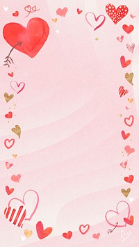 Doodle heart frame, blank background design