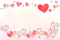 Watercolor heart border background