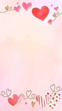 Watercolor heart border background