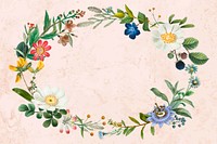 Floral oval frame aesthetic background