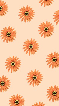 Orange flower patterned mobile wallpaper